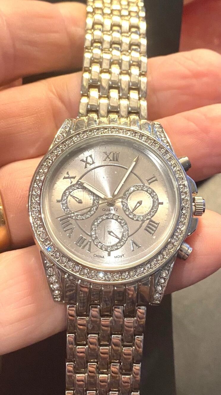 NEW Women's 40mm Silver Tone Watch, Crystal Accents, Multifunction Look